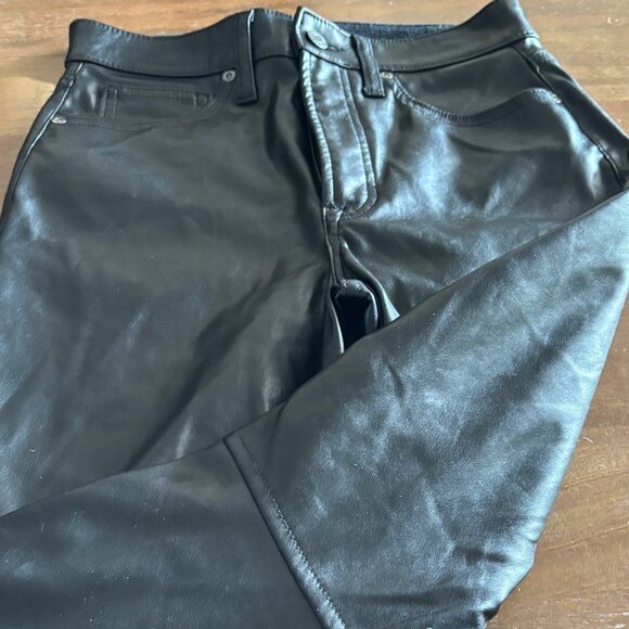 Gap Vintage Slim High Rise Faux Leather Pants Black Women’s Size 26/2r Straight - Picture 4 of 9